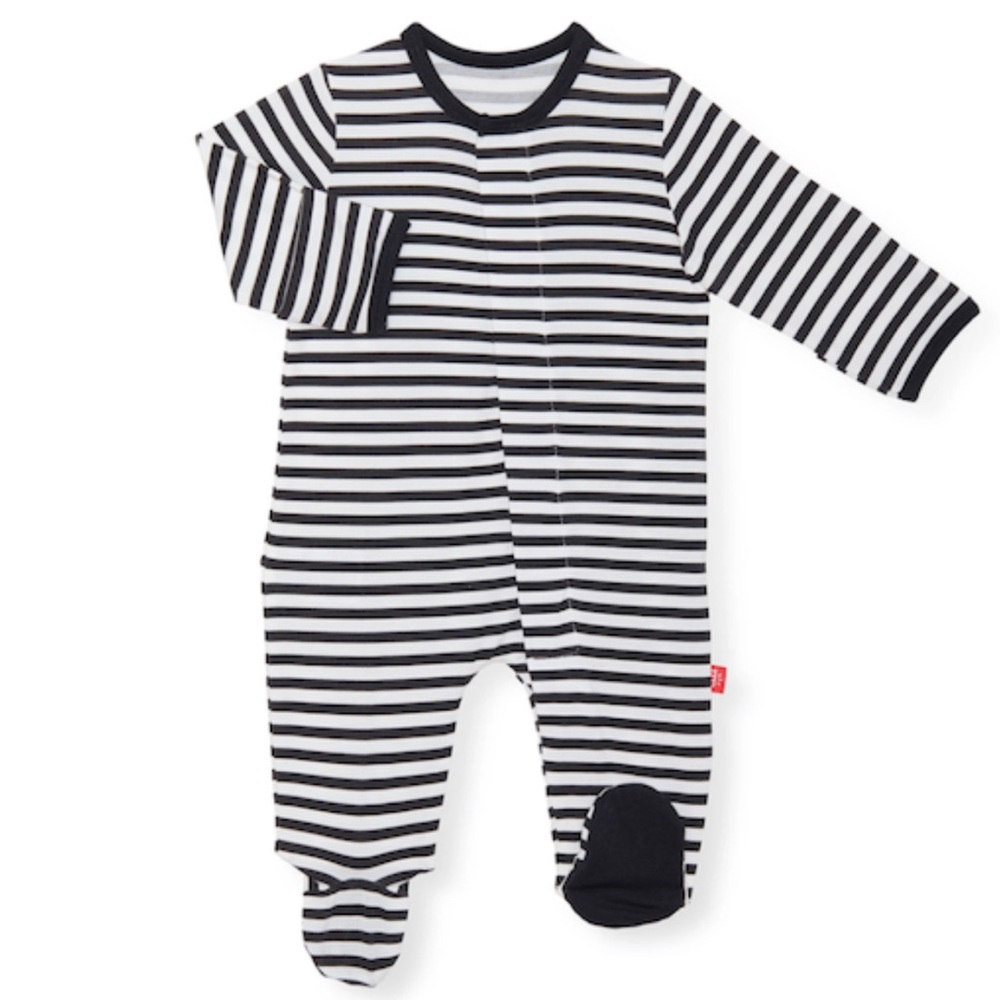 Magnetic Me Black + White footie pajama